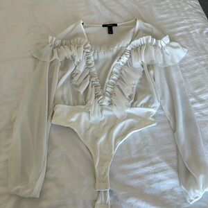 Forever21 Chiffon Ruffle Bodysuit Size S